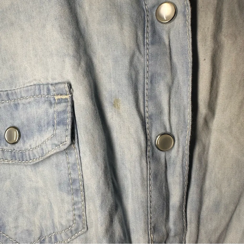 Mossimo‎ Supply Co. Denim Blue Sleeveless Button - Image 3