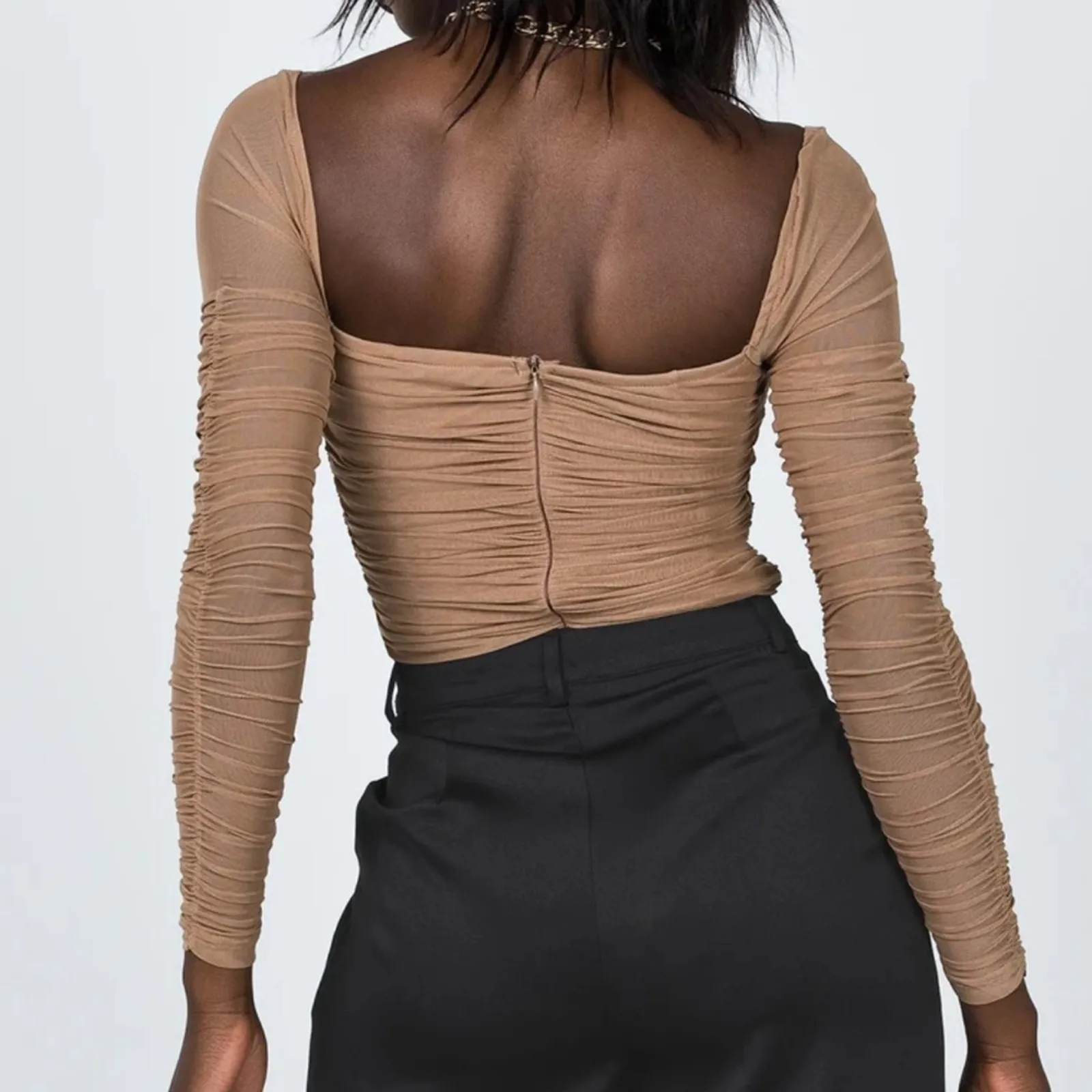 Princess Polly Bodysuit Delaney Neutral Beige NWT Size 12 - Image 4