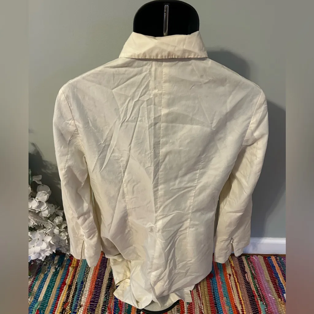 DKNY Active Long Windbreaker Rain Coat Outdoor Workouts Keep Dry White Medium - Image 4