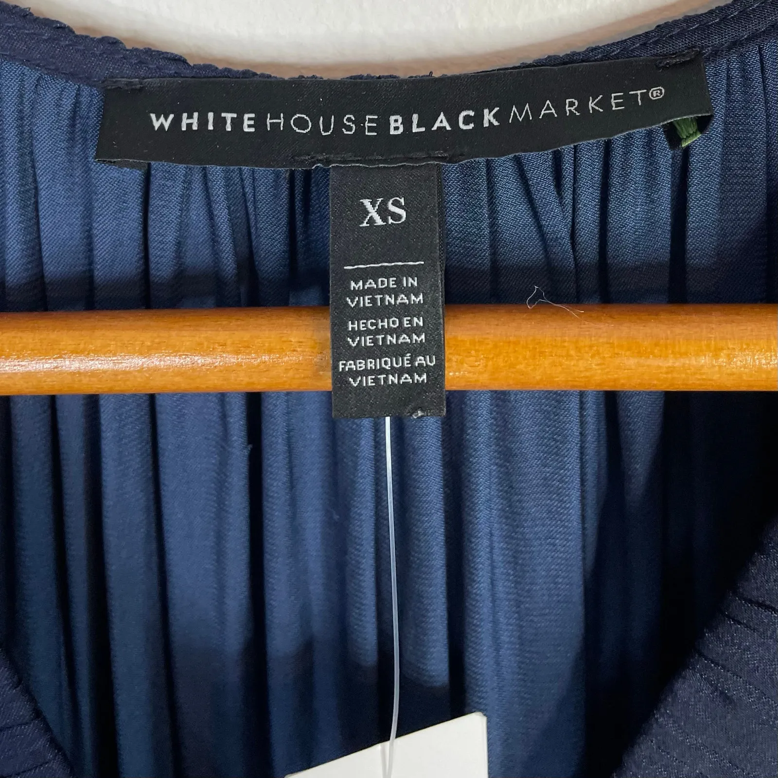 White House Black Market Satin Surplice Sleeveless Tiered Midi Dress Navy XS New - Image 14