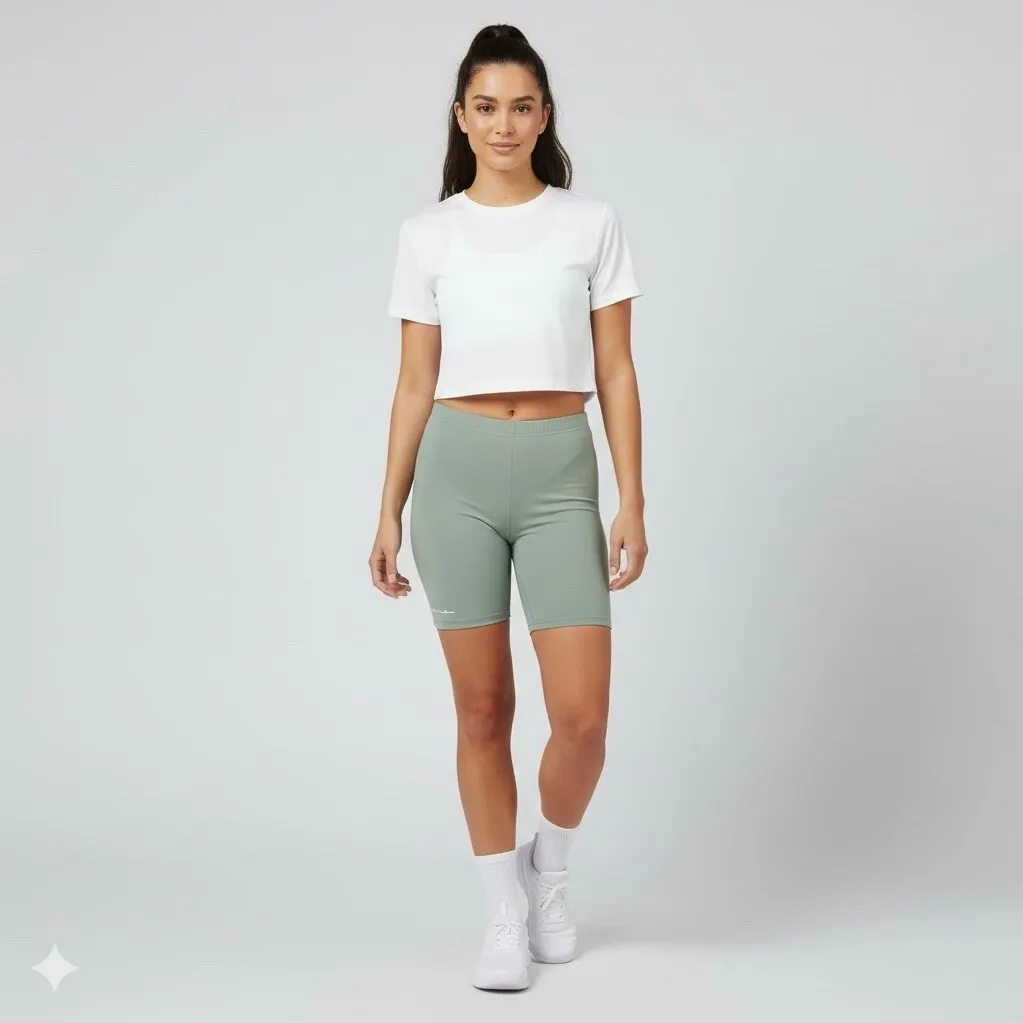 White Fox Signature Bike Shorts Sage Green XS Lounge Activewear Workout - Image 2