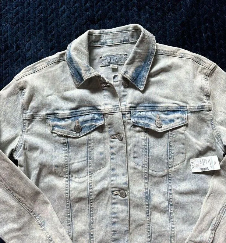 Maurices Women's Denim Jacket Blue Long Sleeve Button Up Collared Pockets Size S - Image 4