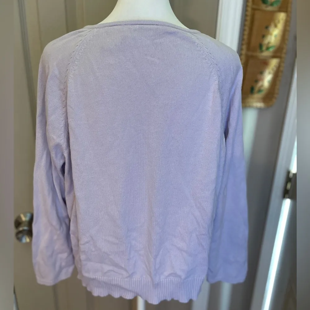 Apostrophe vintage purple button cotton cardigan with embroidery flowers. Size L - Image 3