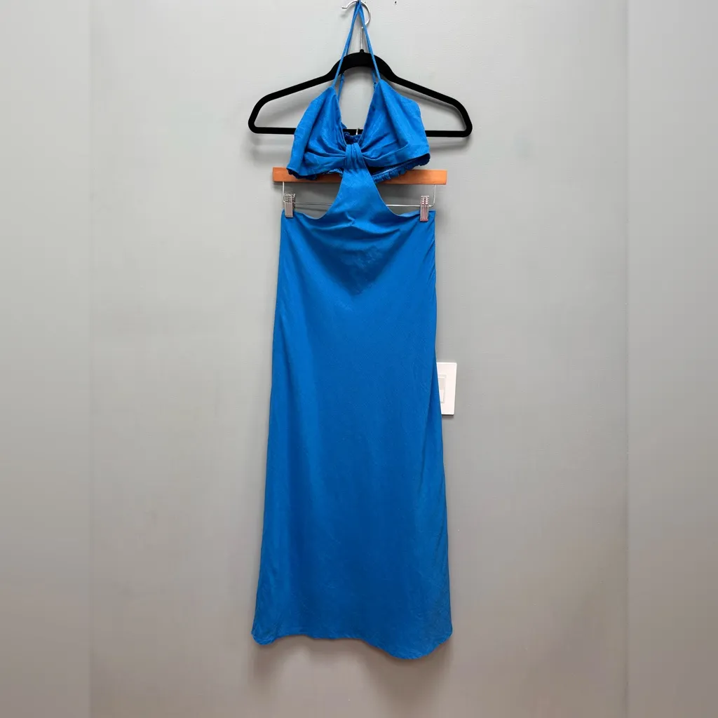 Revolve NIA Chamomile Cutout Maxi Dress in Cobalt Blue Linen S - Image 4