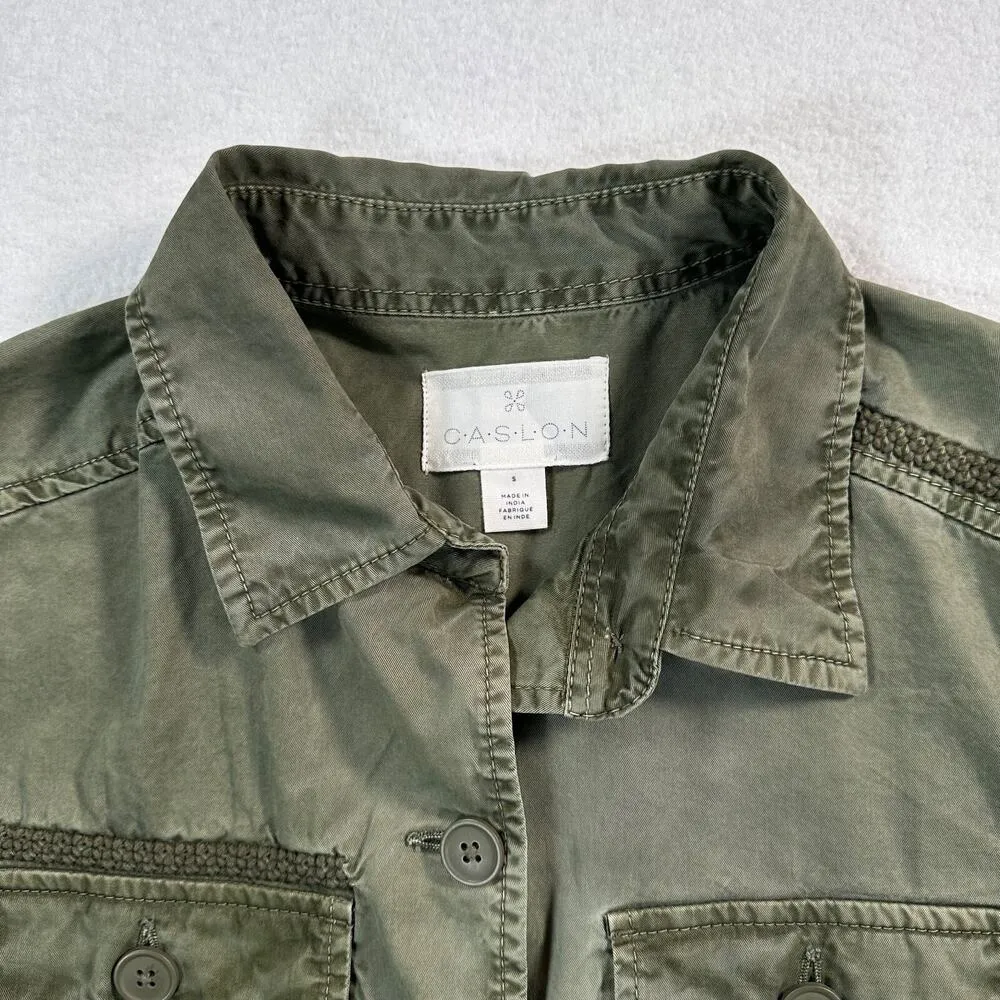 Caslon Army Green Button Front Field Shirt Jacket Women's Small Utility - Image 6