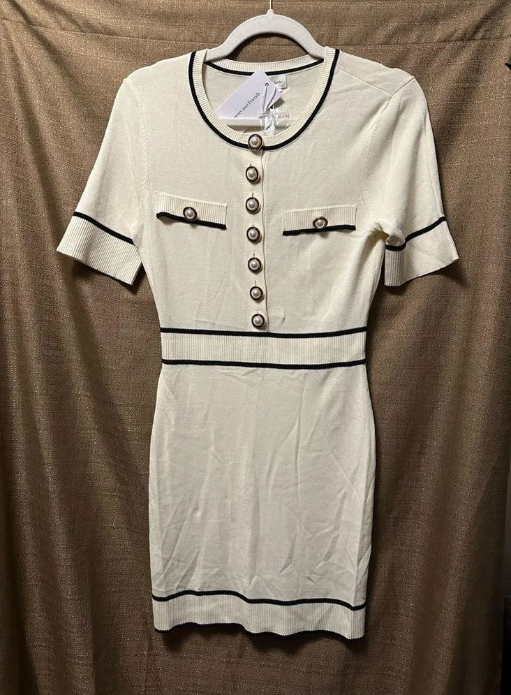 NWT Lovers and Friends Pearl Mini Dress Size Small Ivory and Black - Image 2