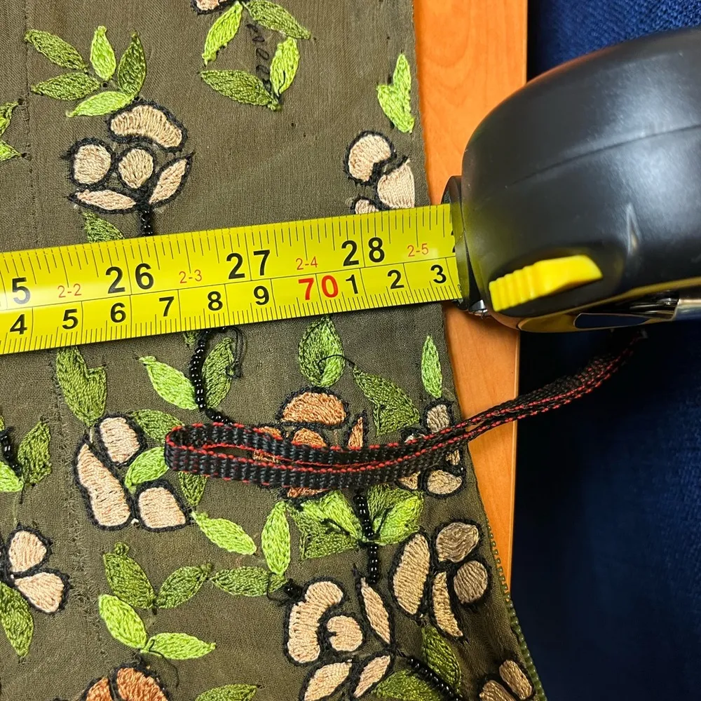 Noreen Phillips VTG Hand Embroidered Glass Beaded Floral Corset Top Olive Green Size M - Image 14