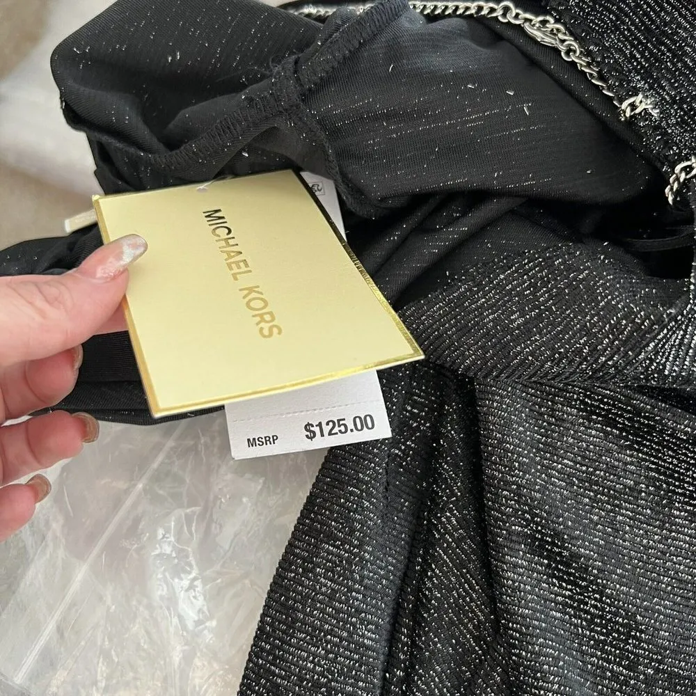 Michael Kors sparkle Cowl Back Dress Black PETITE Size XSP Long Sleeve NEW - Image 16