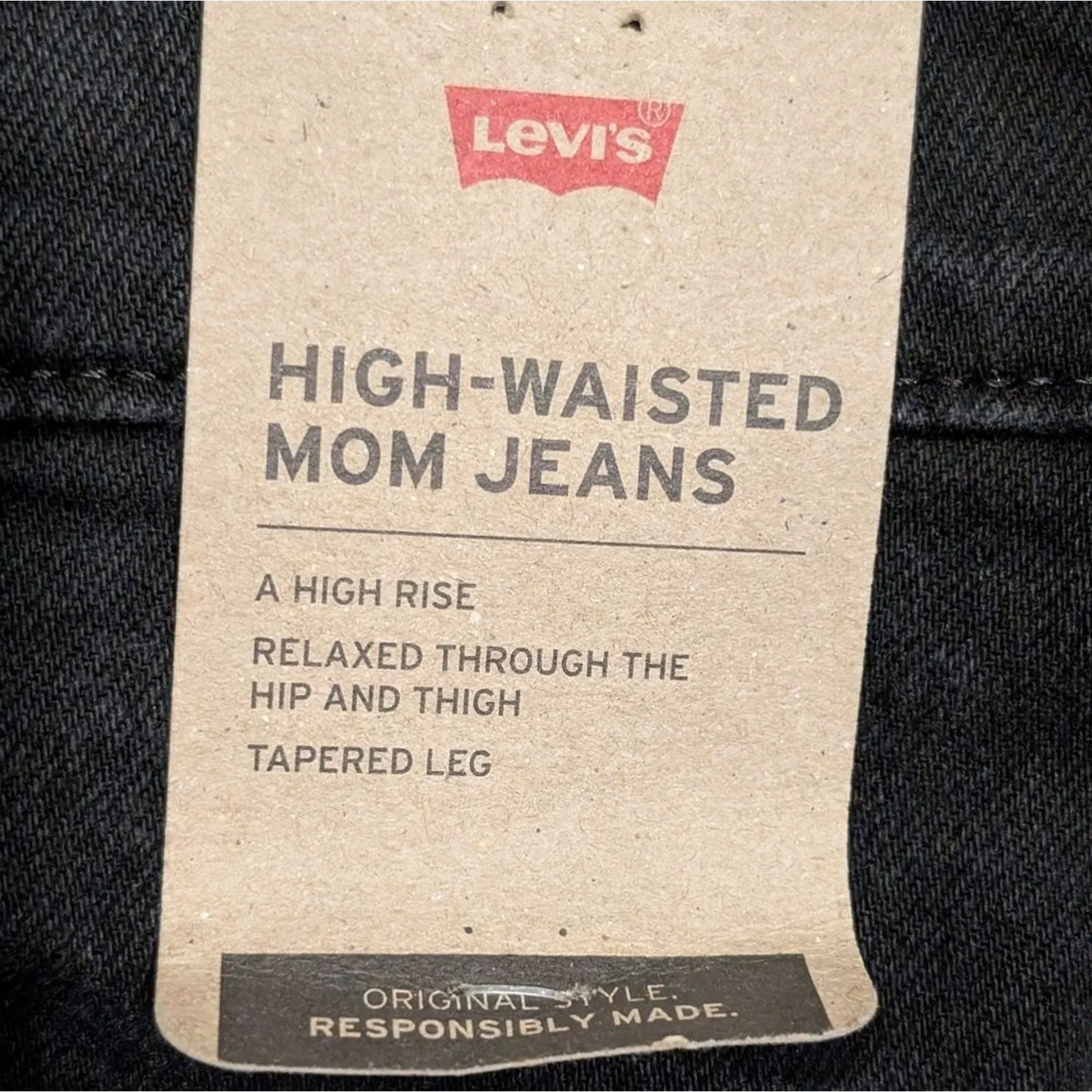 NEW‎ Levi's Womens 32 Jeans High Rise Mom 90s Style Black Denim Tapered Leg NWT - Image 4