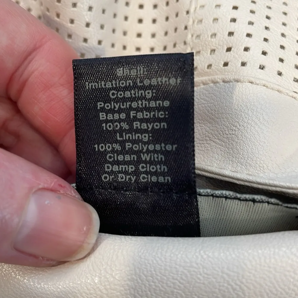 Ann Taylor ivory full zip elastic waist vegan leather jacket - Image 10