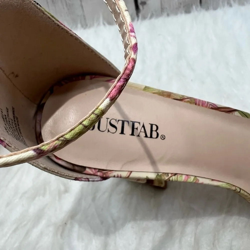 JustFab  Tami Sandal Yellow Floral Ankle Strap Sandals 10 - Image 10