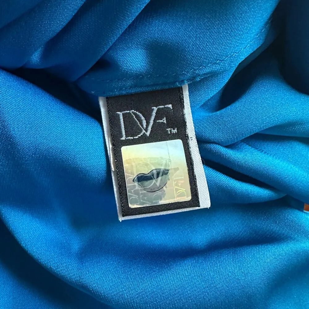 Diane Von Furstenberg Cahil Blouse Silk Blue DVF Minimalist Preppy Summer Office - Image 6