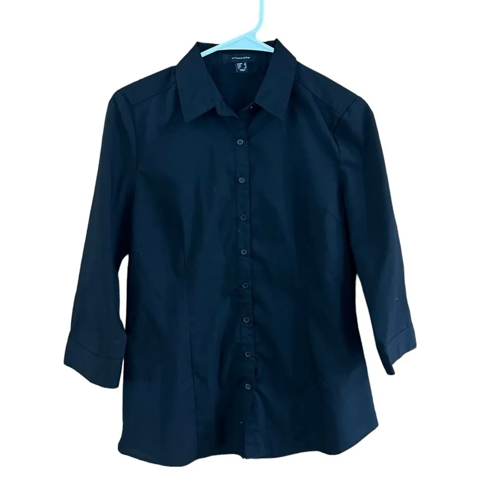 Atmosphere Black Button Up Three Quarter Sleeve Size 8 - Image 2