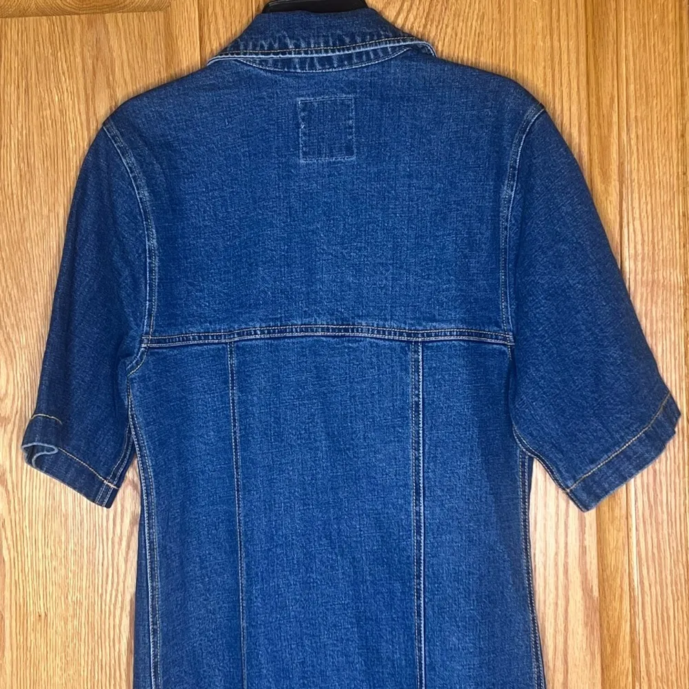 Abercrombie & Fitch A-Line Button-Up Short Sleeve Blue Denim Mini Dress Size XS - Image 10