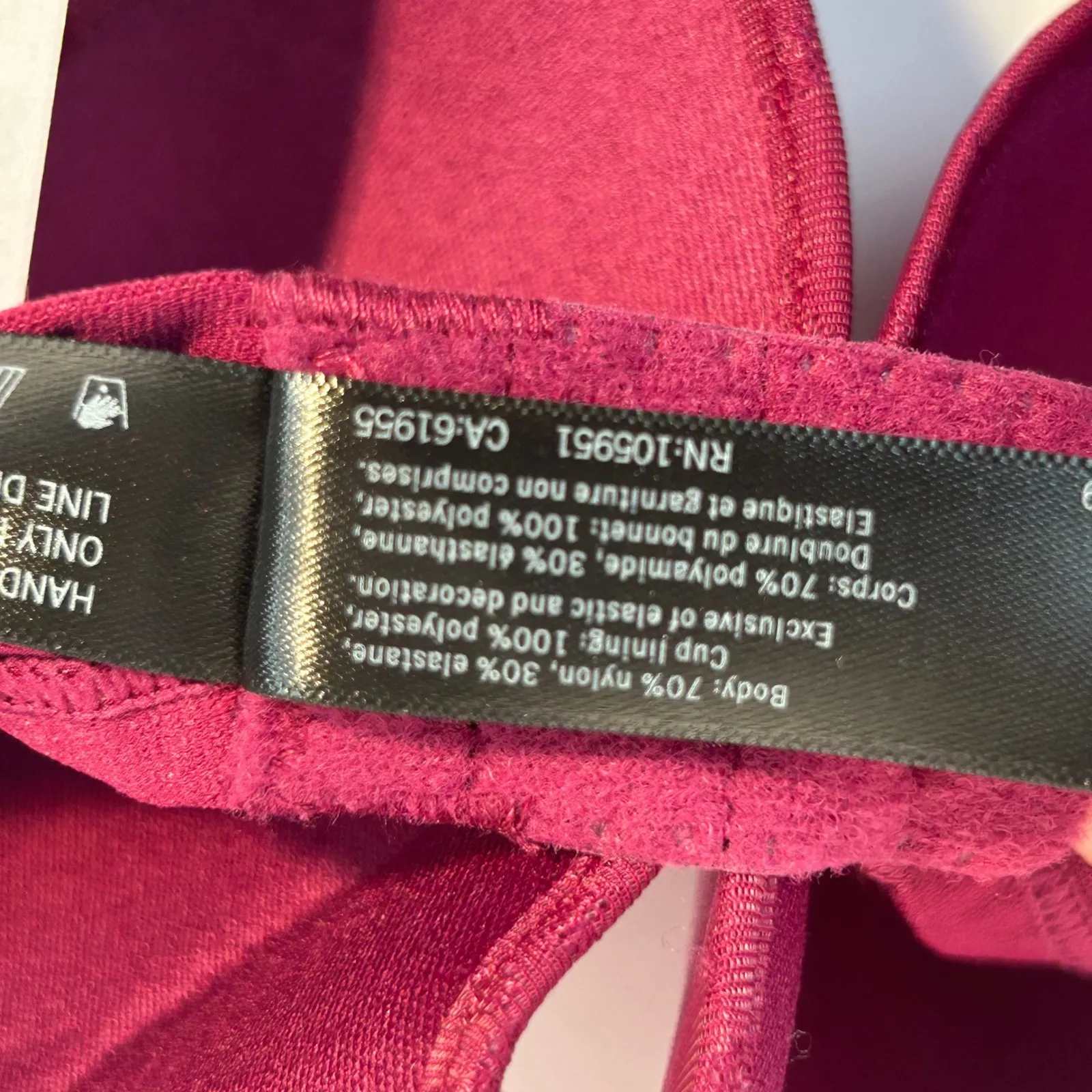 Natori Full Coverage Jacquard Lace Underwire Bra Burgundy 32DD - Image 6