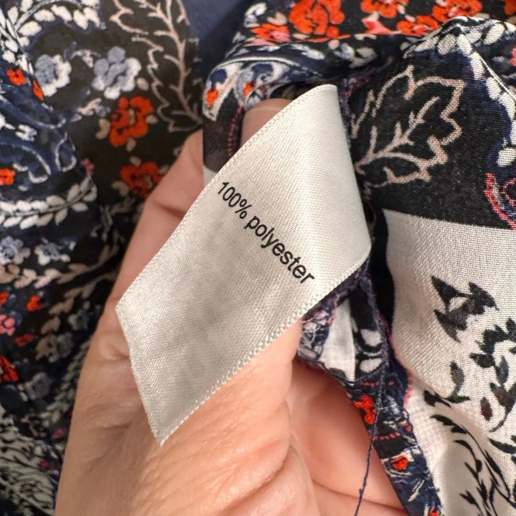 Maurices Red Navy Blue White Print Sheer Lightweight Boho Kimono L/XL - Image 7