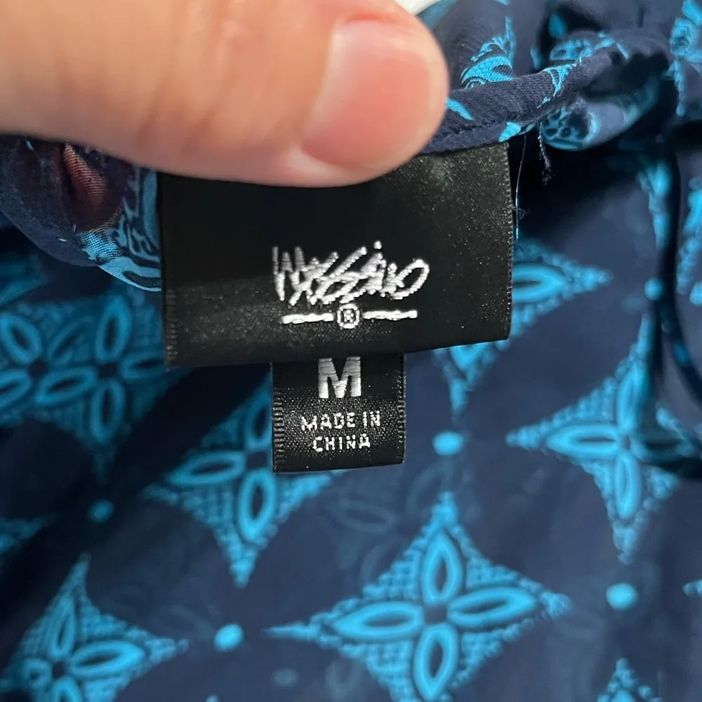 Blue Blousy Top Loose Womens Medium Semi Sheer - Image 10