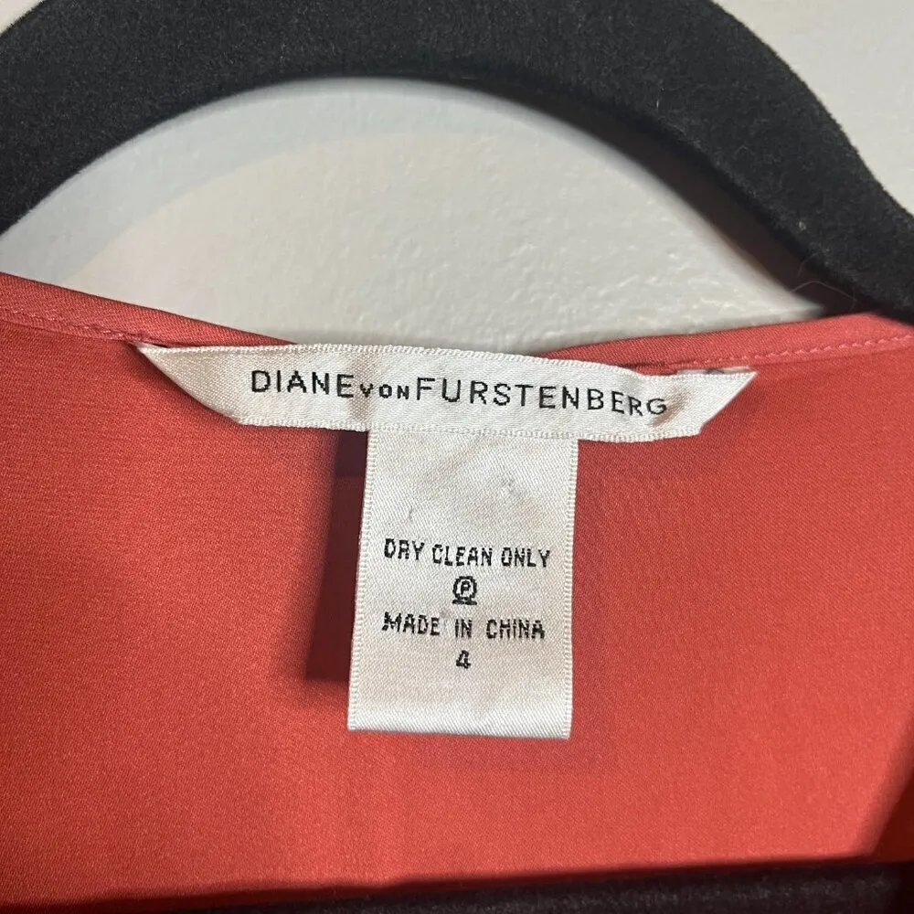 Diane Von Furstenburg coral salmon silk faux wrap dress - Image 3