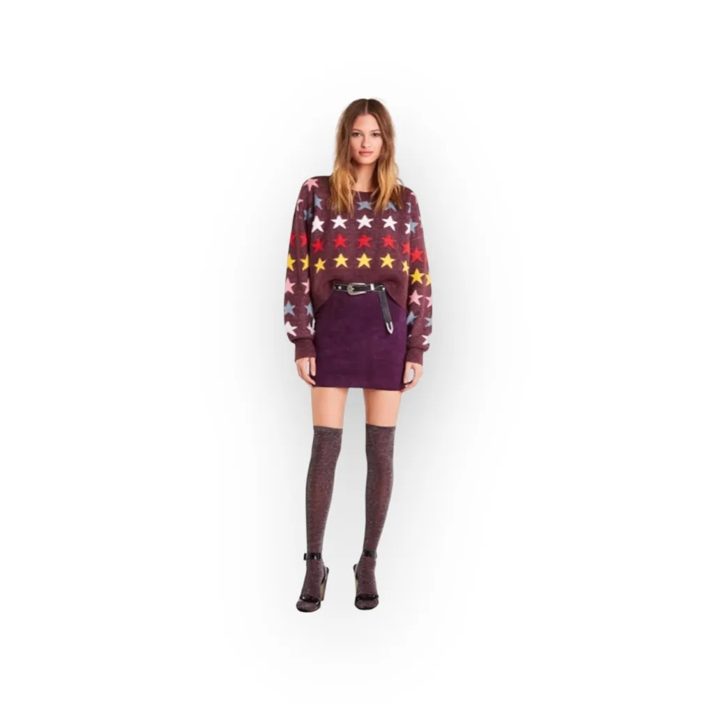 new Wildfox Couture ★ Rainbow Star Elektra Knit Sweater ★ Crushed Berry ★ Large - Image 5