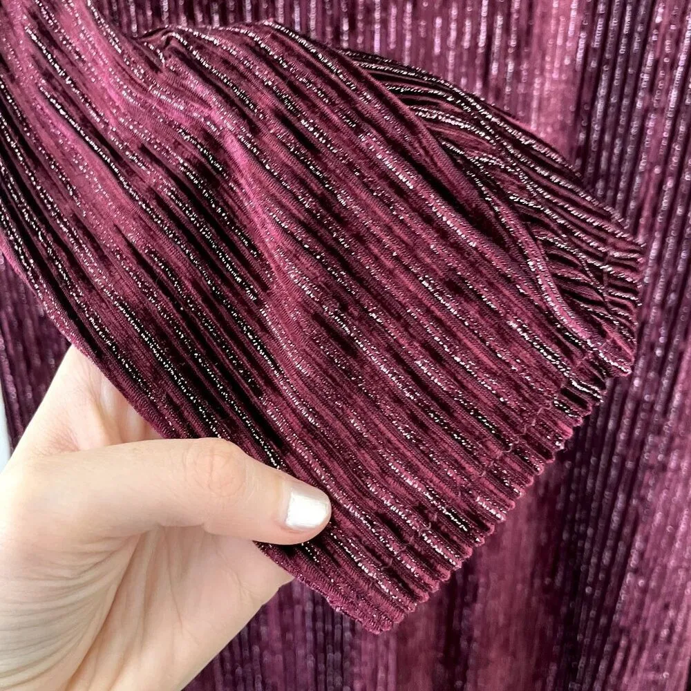 Deep burgundy purple 3/4 sleeved long dress formal crewneck women size XXL - Image 4