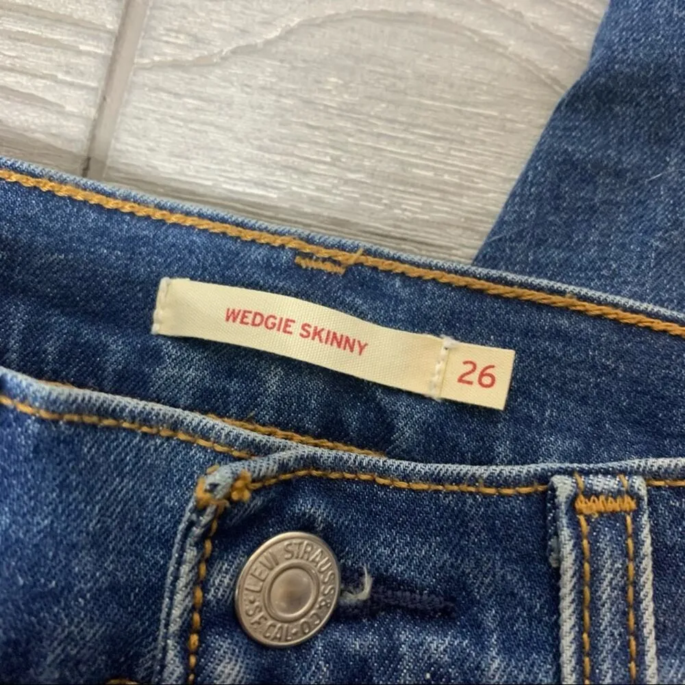 Levi’s wedgie high rise skinny jeans pacific wave sz 26 - Image 10