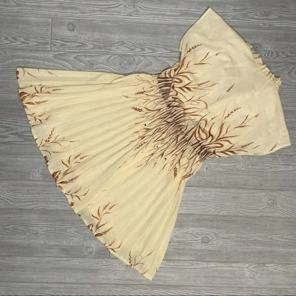 Vintage your sixth sense by c&a dress with natural wheat design retro small Brown - Image 2