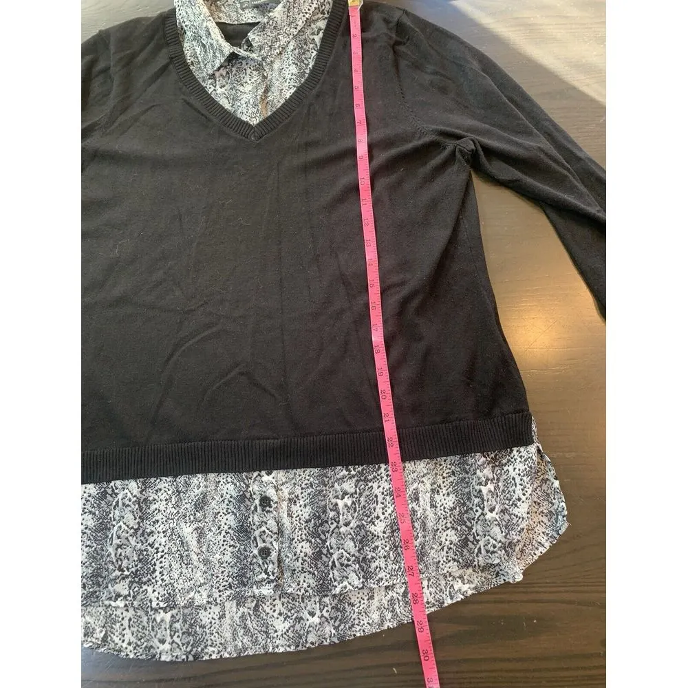 Adrianna Papell‎ Layered Sweater Shirt Tunic Top Women XL Office Church Career - Image 9