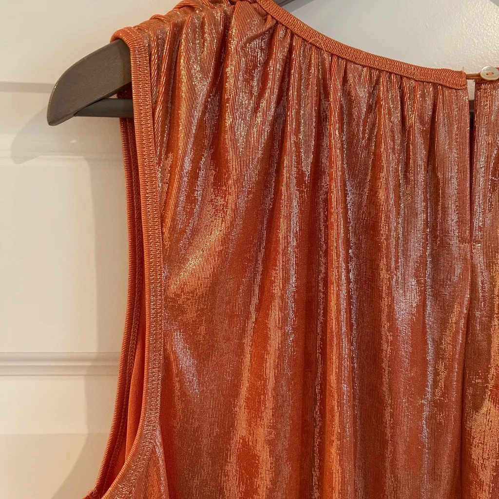 Molly Bracken Shimmery Sleeveless Top Copper Orange Size S - Image 10