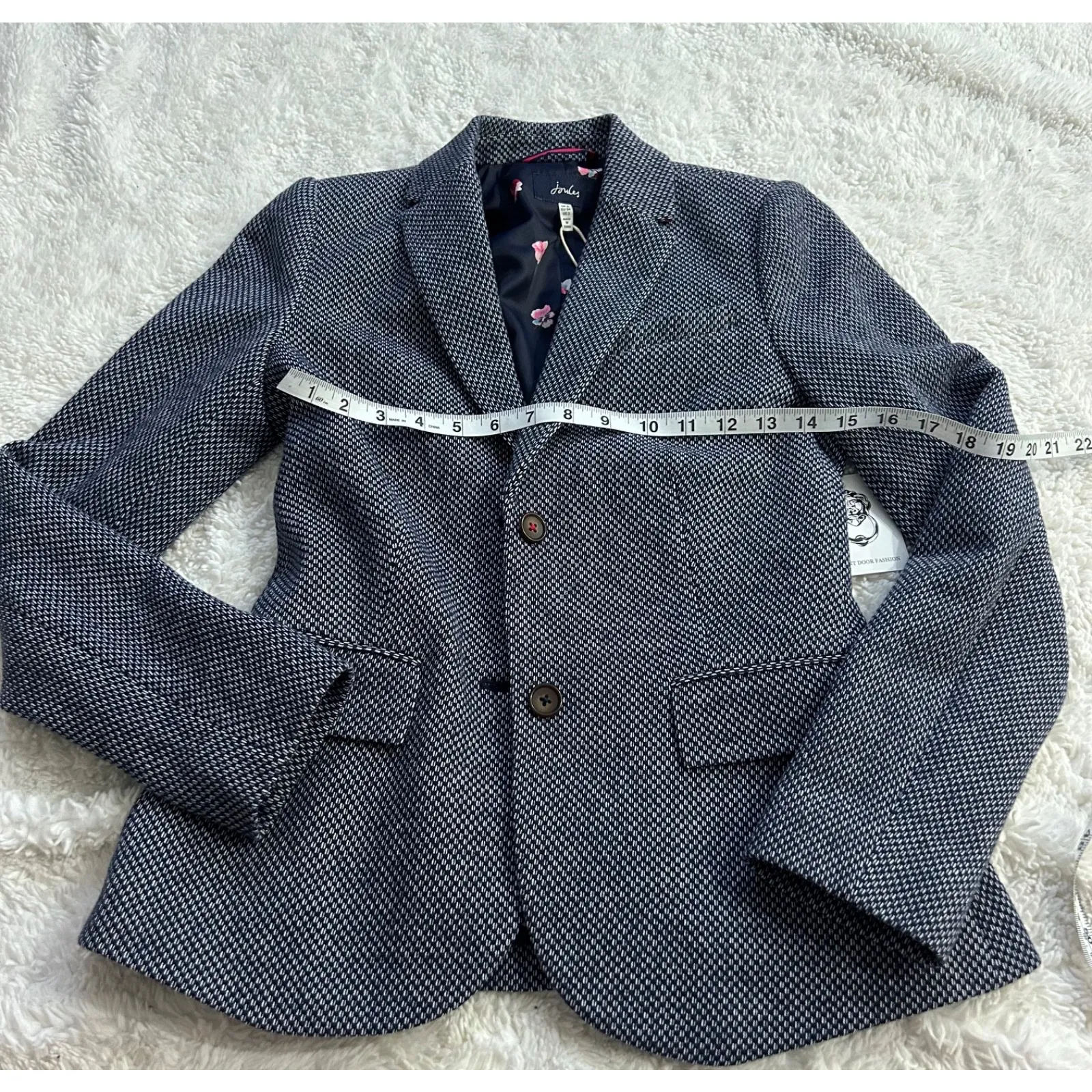 NWT Joules Juliane Blazer Womens French Navy Blue Cotton Size 2 Business/Preppy - Image 3