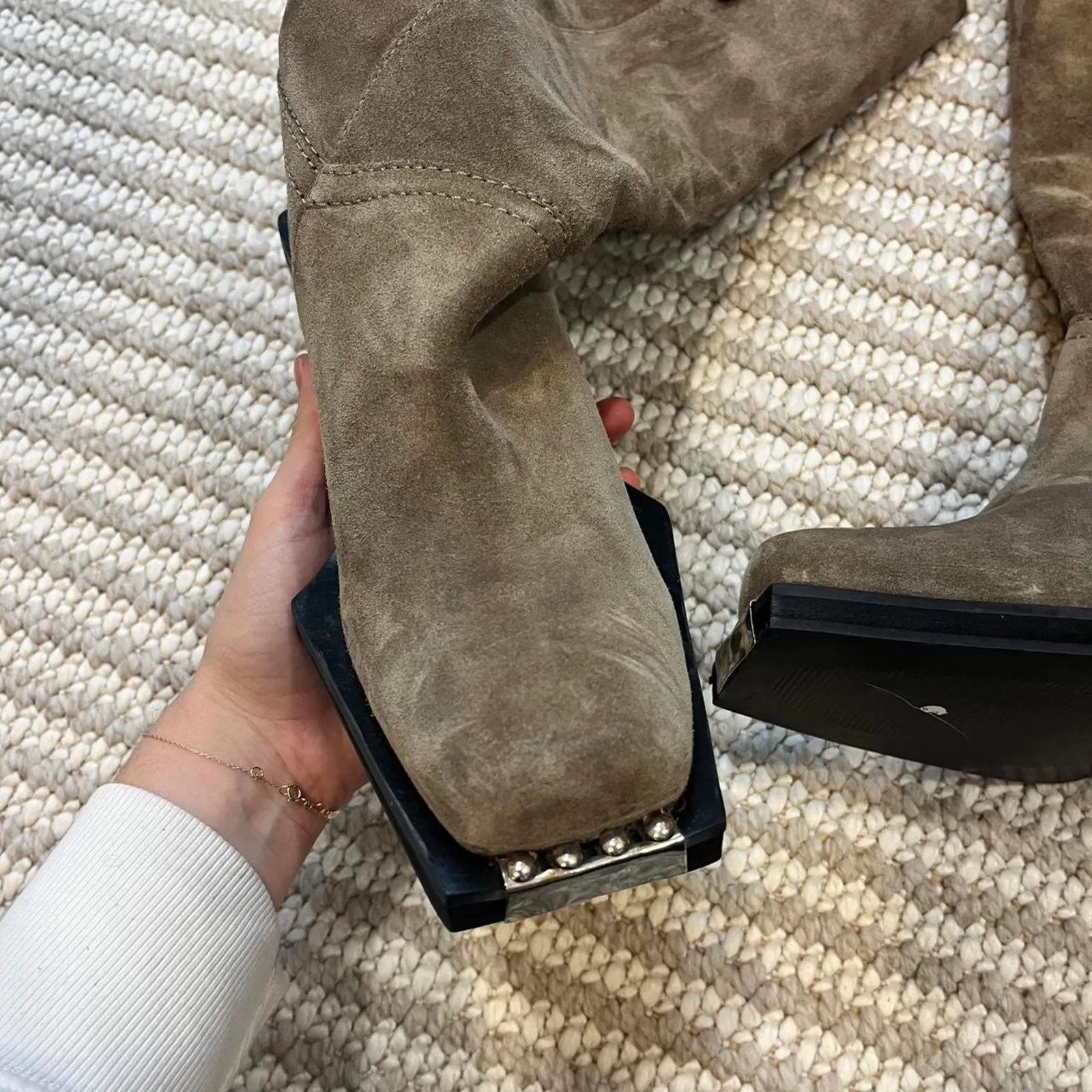 Asos Design Celia Leather Western Pull On Boots In Taupe - Image 4