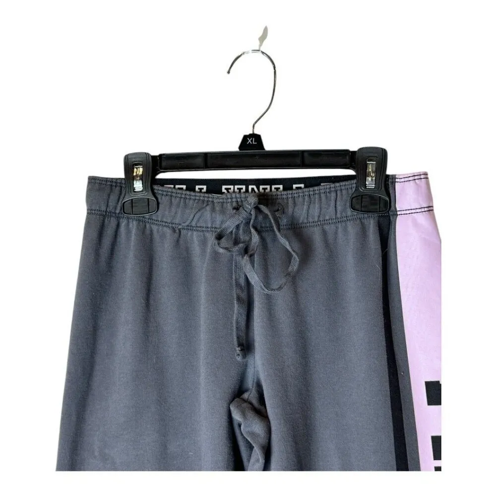 Victoria's Secret Pink Pants Women‎ XS Gray Pink Logo Elastic Waist Joggers Y2K - Image 3