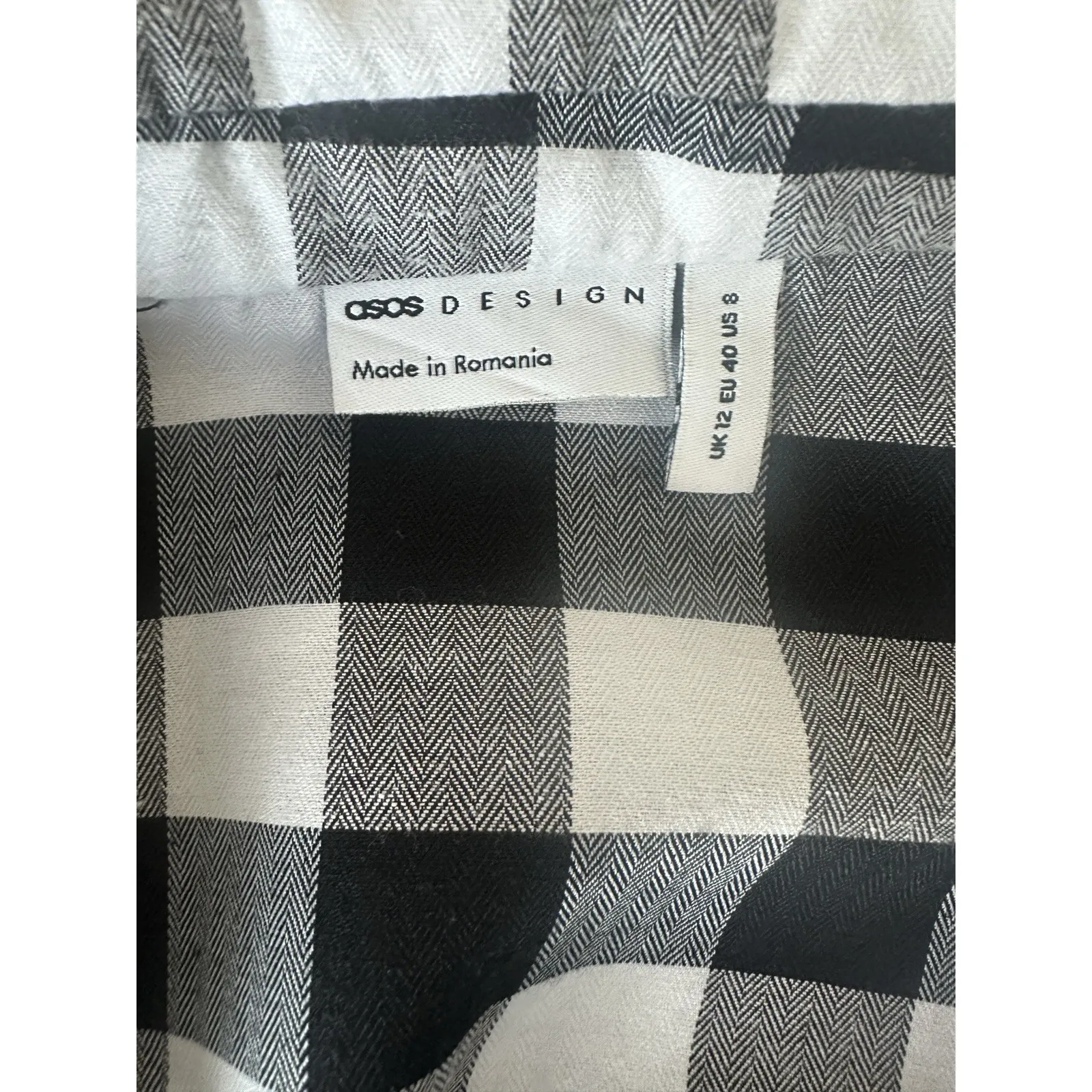 Women's Black and White Buffalo Plain Button Down Tunic by Asos, Sz: 8, (b19) - Image 3