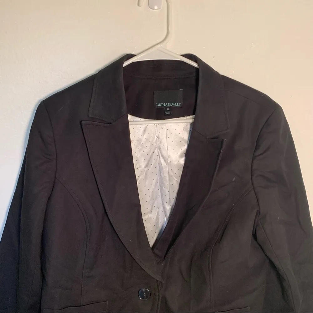 Cynthia Rowley One Button Cotton Blazer Black - Image 3