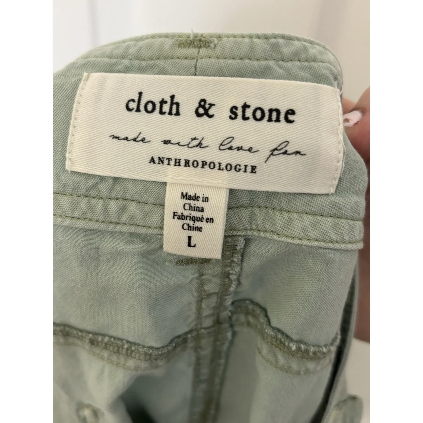 Anthropologie Cloth & Stone Light Green Shorts Size Large Tencel Beach Coastal - Image 3