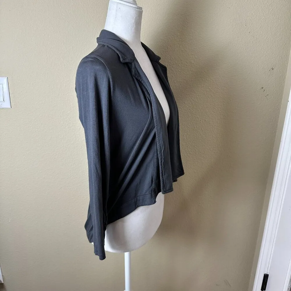 SPLENDID Charcoal Gray Knit Open Blazer Ruched Sleeve Size Medium - Image 7