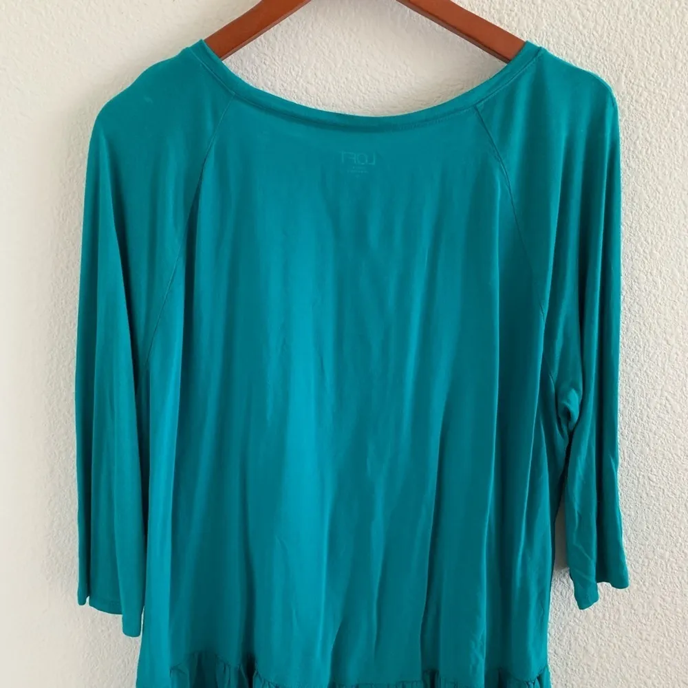 LOFT Outlet Teal Ruffle Peplum Top Lightweight Vibrant XL - Image 8