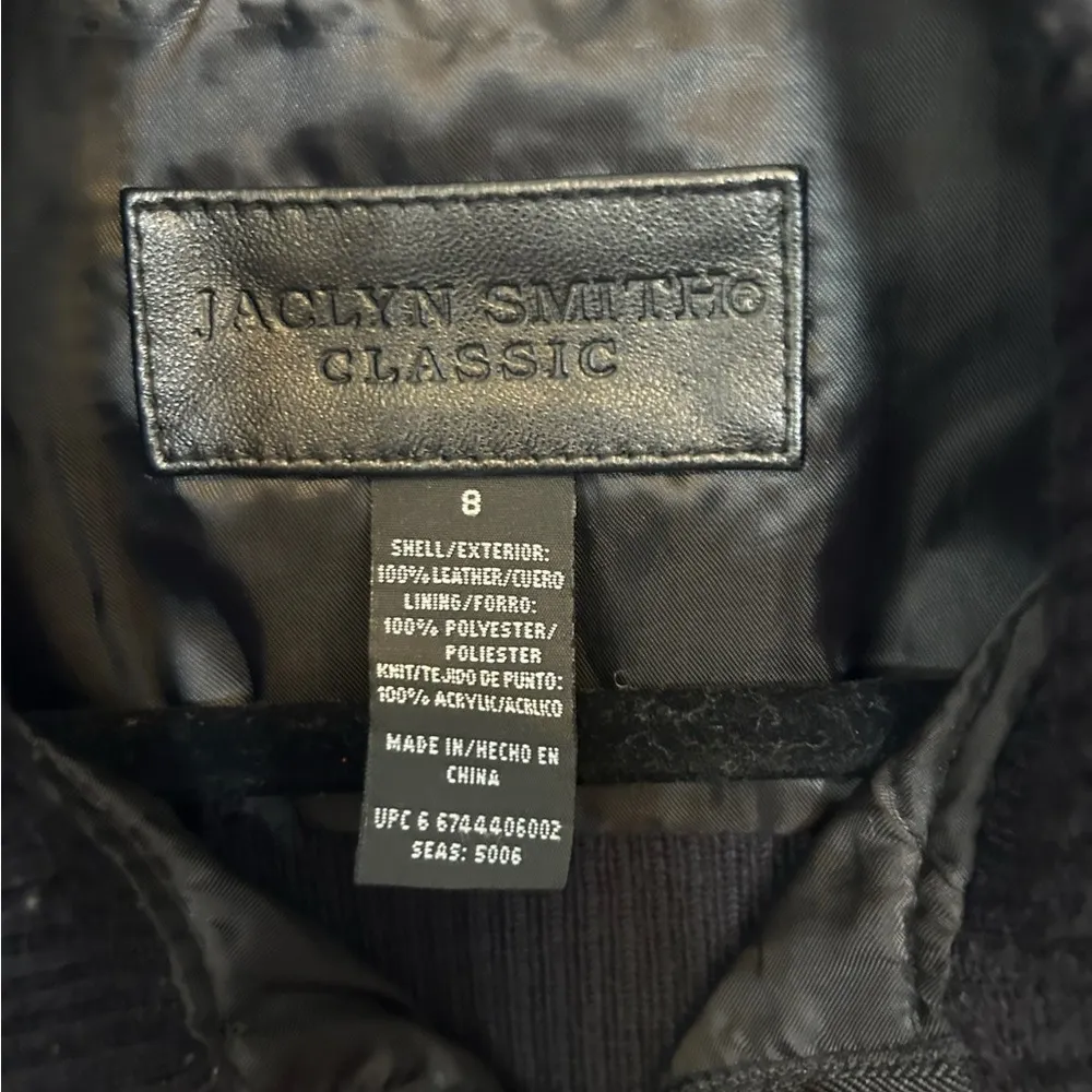 Jaclyn Smith Classic Long Sleeve Black Leather Zip Up Jacket size 8 - Image 3