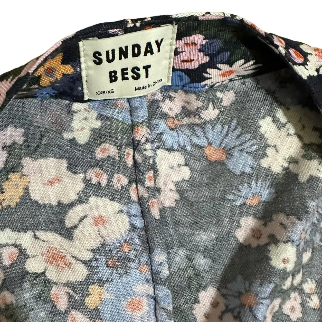 Aritzia Sunday Best Blue Floral Short Sleeve Oversize Open Kimono size XS - Image 3