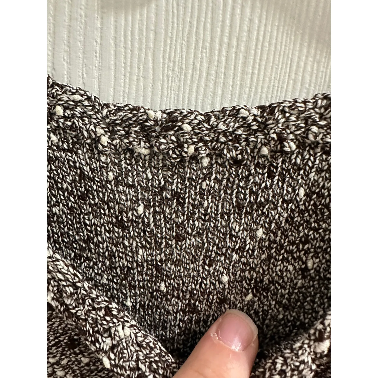 Vintage Handmade Sleeveless Knit Top Brown & Cream Slub/Bumpy Knit Small S - Image 5