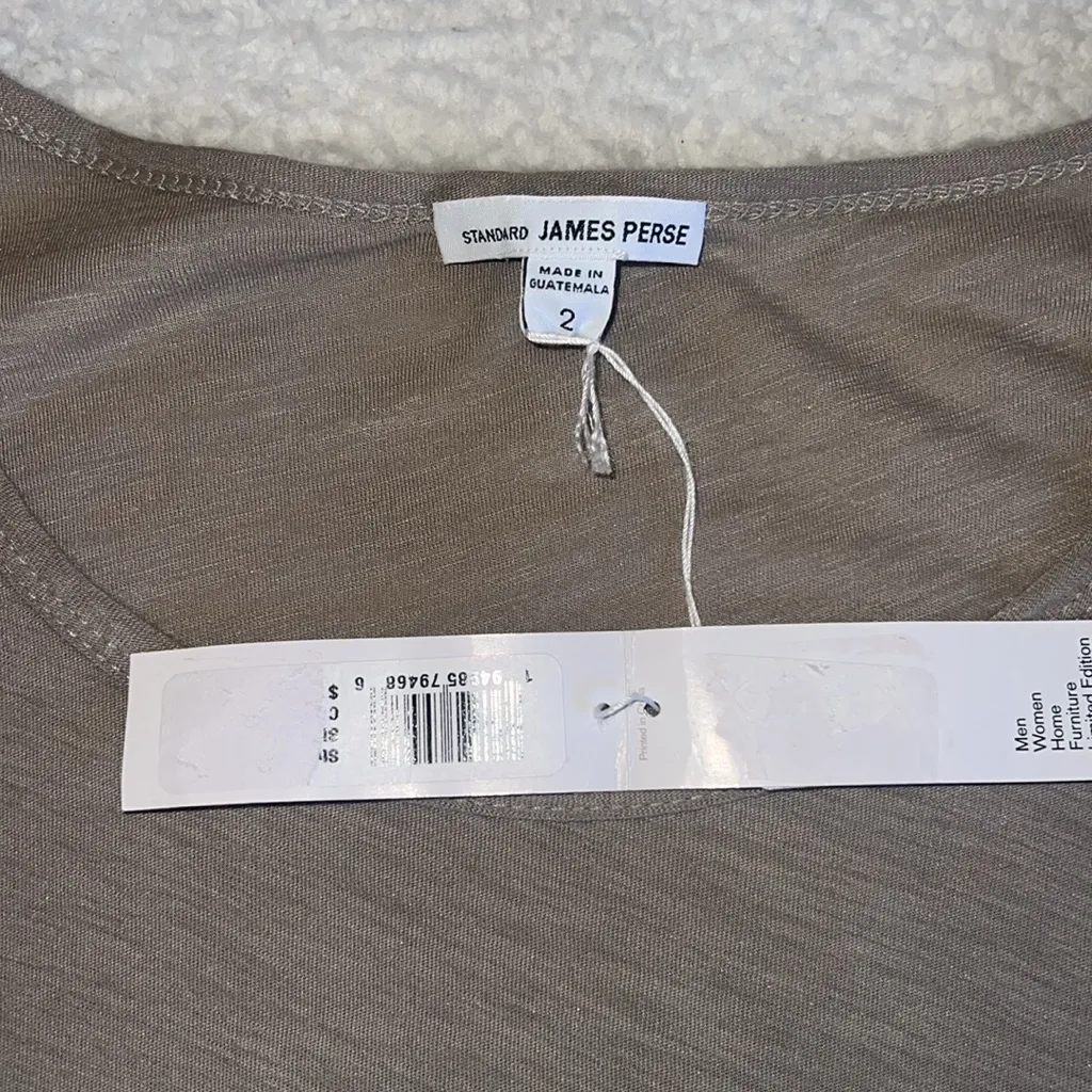 James Perse Standard Rolled Sleeve T-Shirt Dress‎ Taupe Size 2 (M) NWT - Image 5