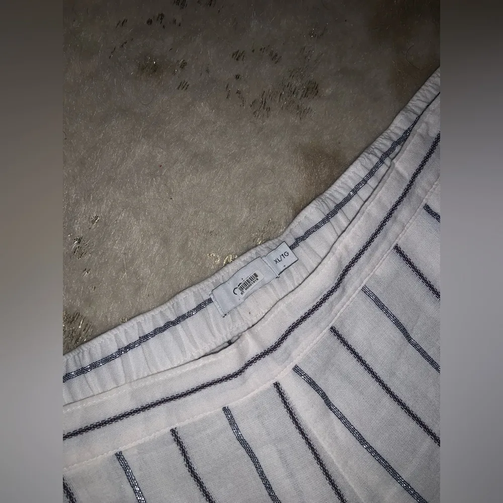 Onia white sparkle thread striped Mila pant XL $240 luxury coastal boho designer - Image 7