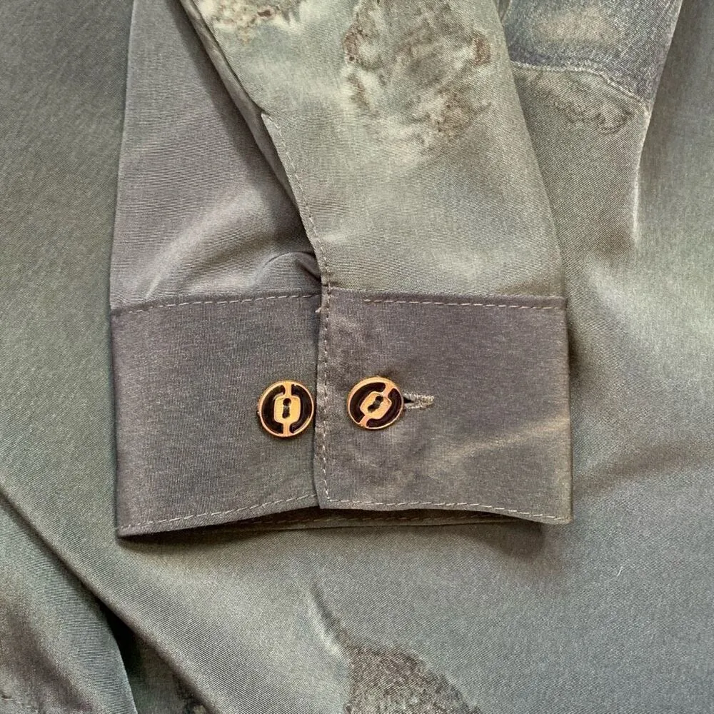 Vintage A Class Black Gray Oversized Button Down Shirt Abstract Art To Wear Size XL - Image 10