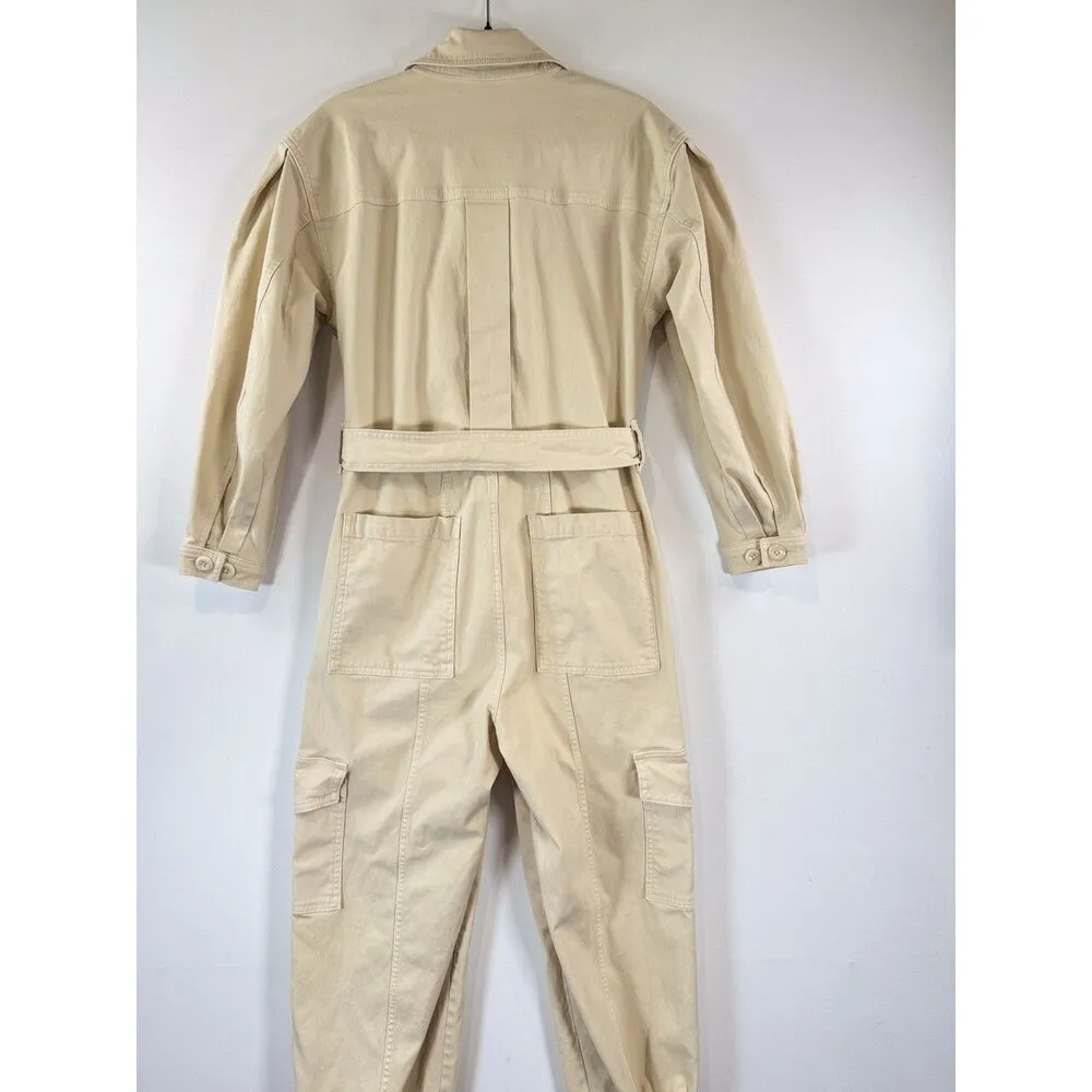 Banana Republic Womens Coverall Beige Andi Moleskin Flightsuit Long Sleeve XS - Image 8