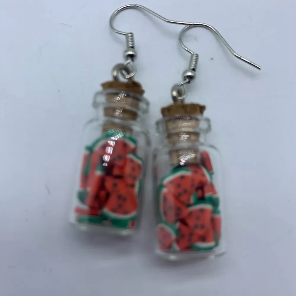 NEW Watermelon slices in mason jar fashion earring - Image 11