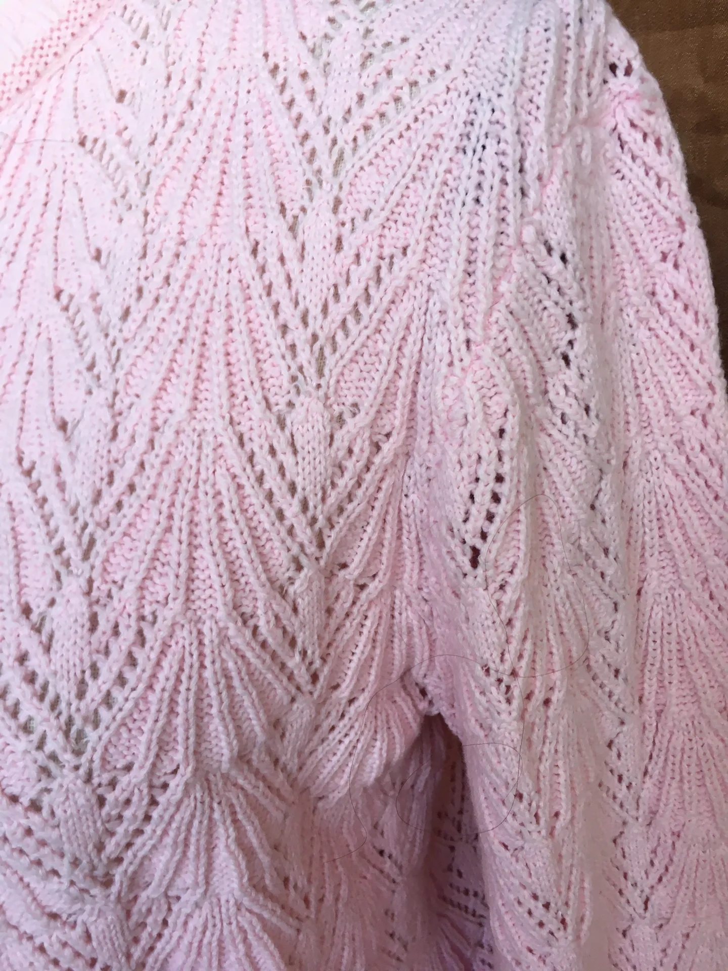 Vintage Cuddle Knits Baby Pink Shell Pattern Relaxed Fit Cardigan Sweater M L Size L - Image 8