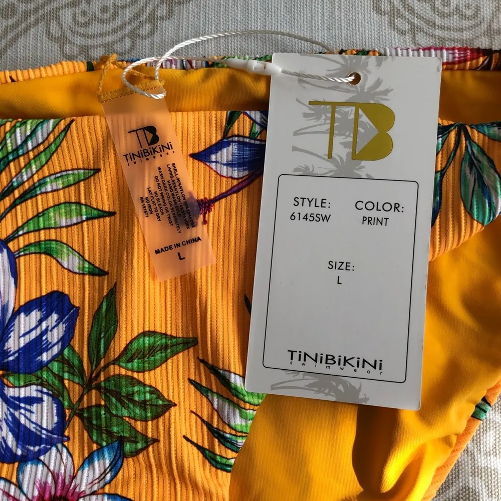 TINIBIKINI Yellow Floral beautiful bikini Set L - Image 4