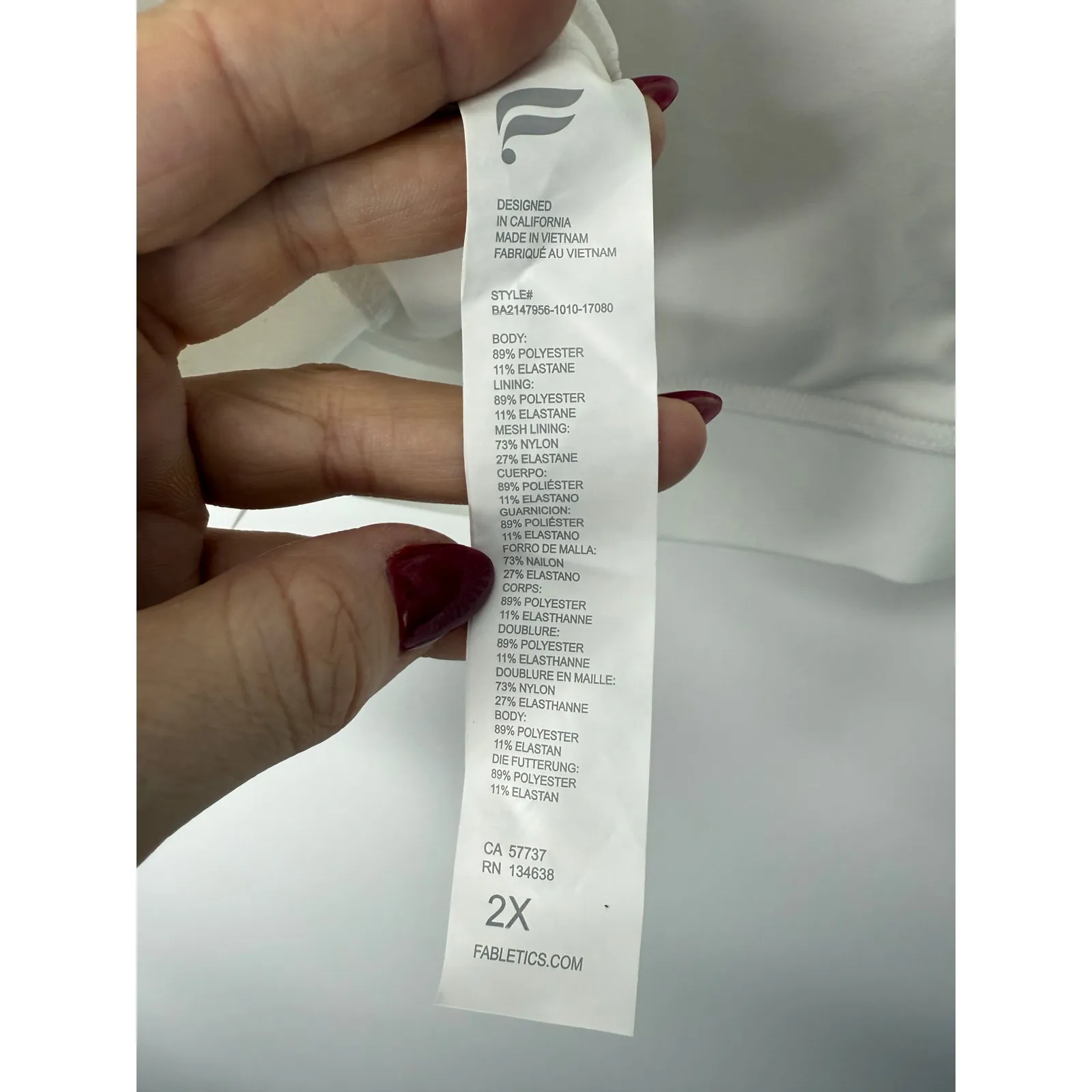 Fabletics All Day Every Day Bra White 2X Supportive Lounge Active Athleisure - Image 5