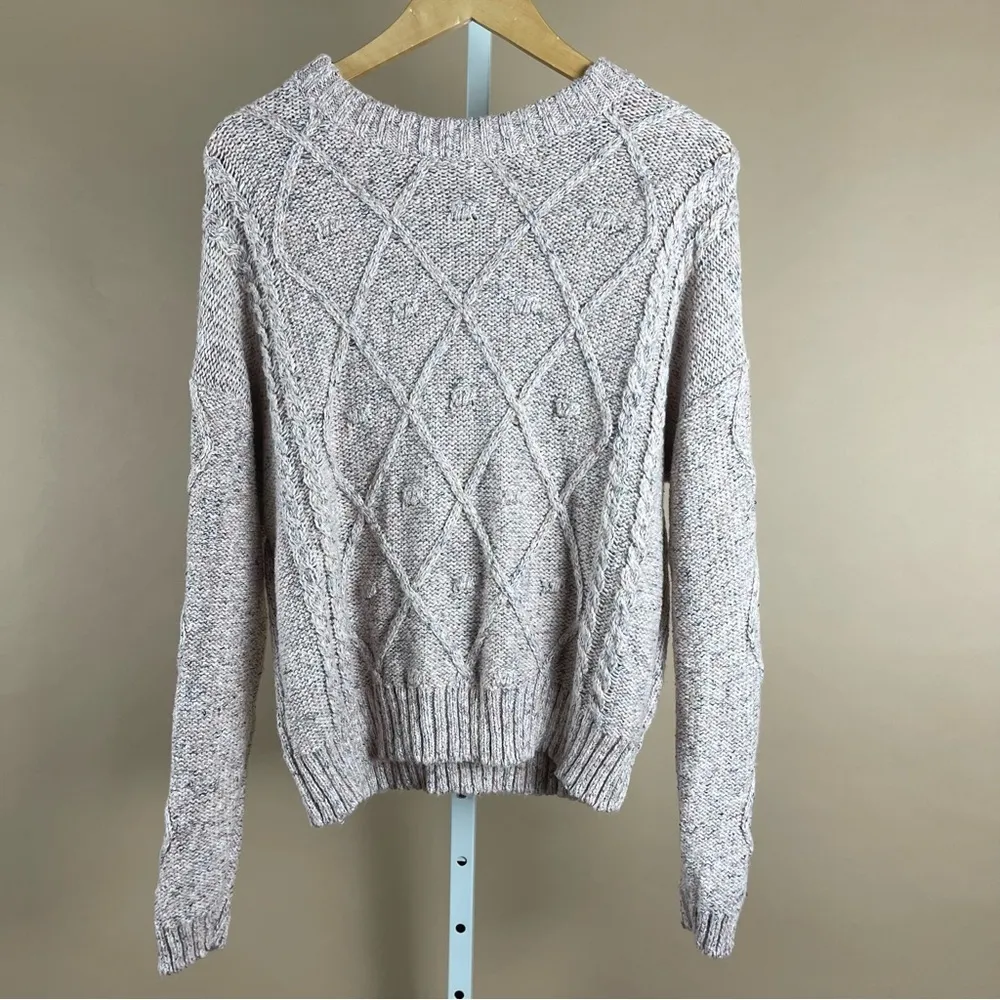 Juniors XL Confetti Cable Knit Sweater Blush Pink Neutral Time And Tru Holiday - Image 2