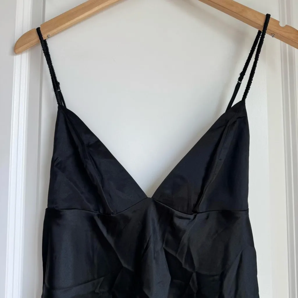 Skims Silk Midi Dress in Onyx, Size Small - Image 4