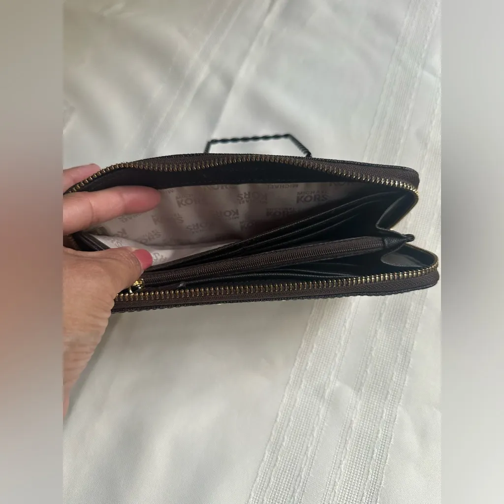 Michael Kors Chocolate Brown Wallet with Gold Plate - Image 4